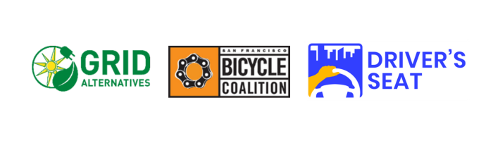 Logos for SFE Ebike pilot program partners