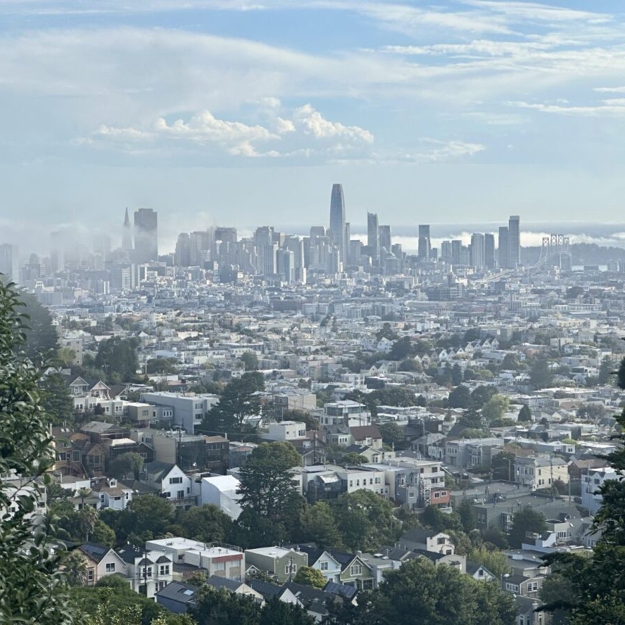 Downtown San Francisco as seen from a hill