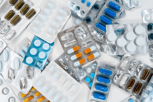 A random assortment of prescription medicines arranged on a table